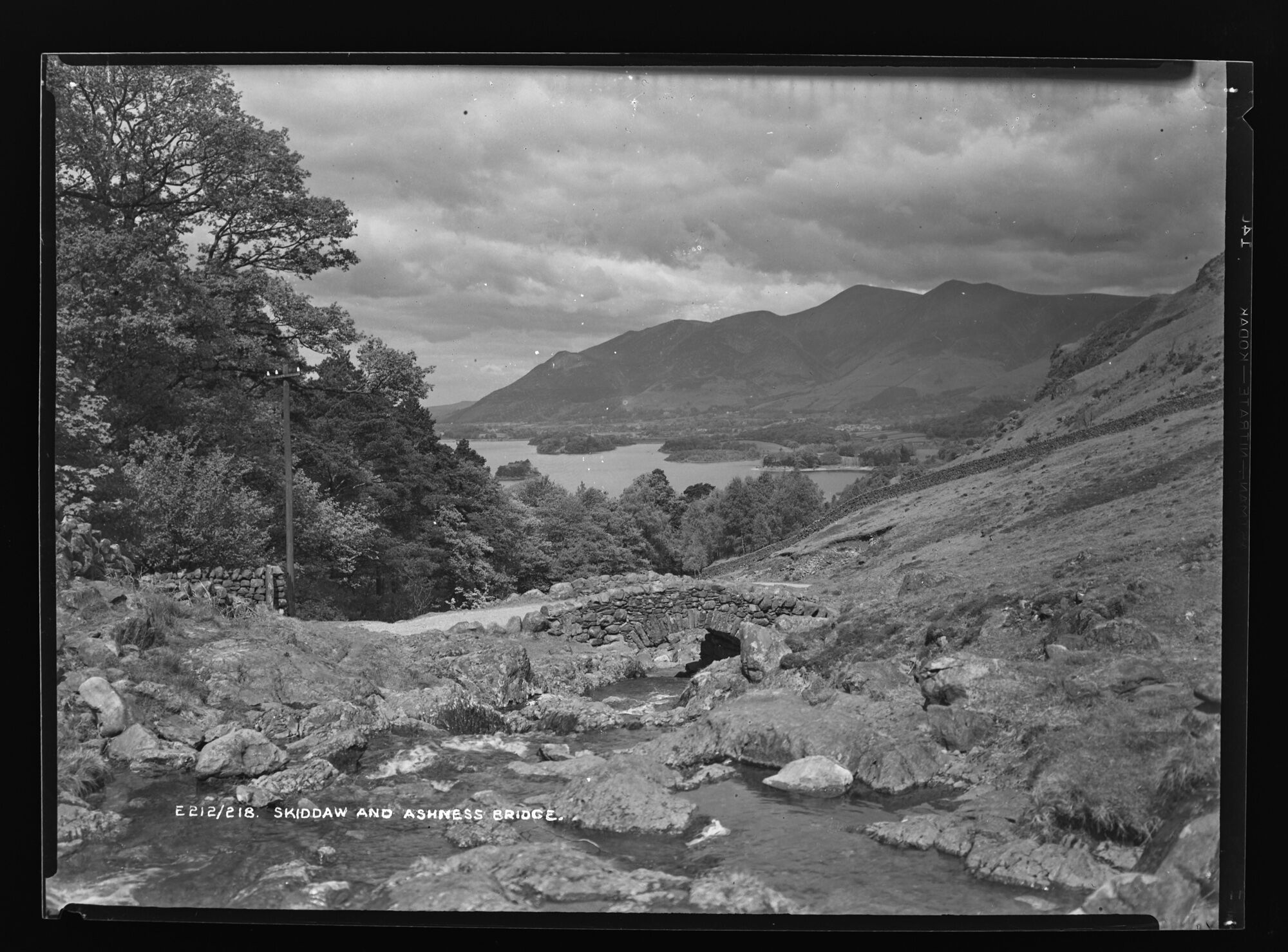 Skiddaw and Ashness Bridge, from above Borrowdale