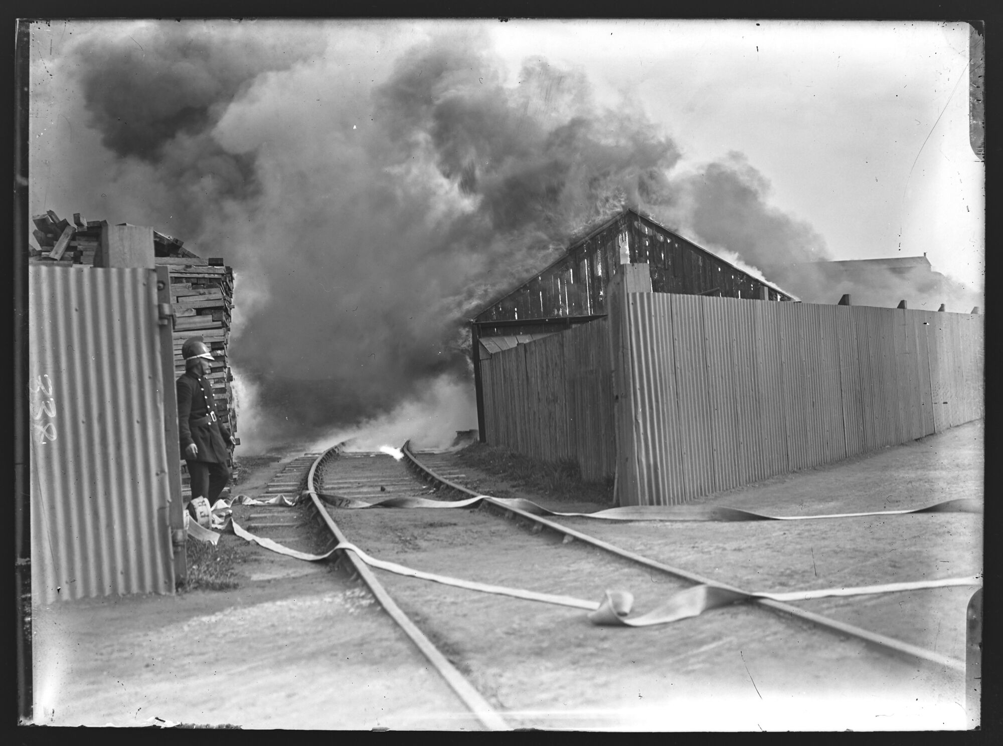 Fire at Gradwell's Timber Yard, Devonshire Dock, Barrow-in-Furness