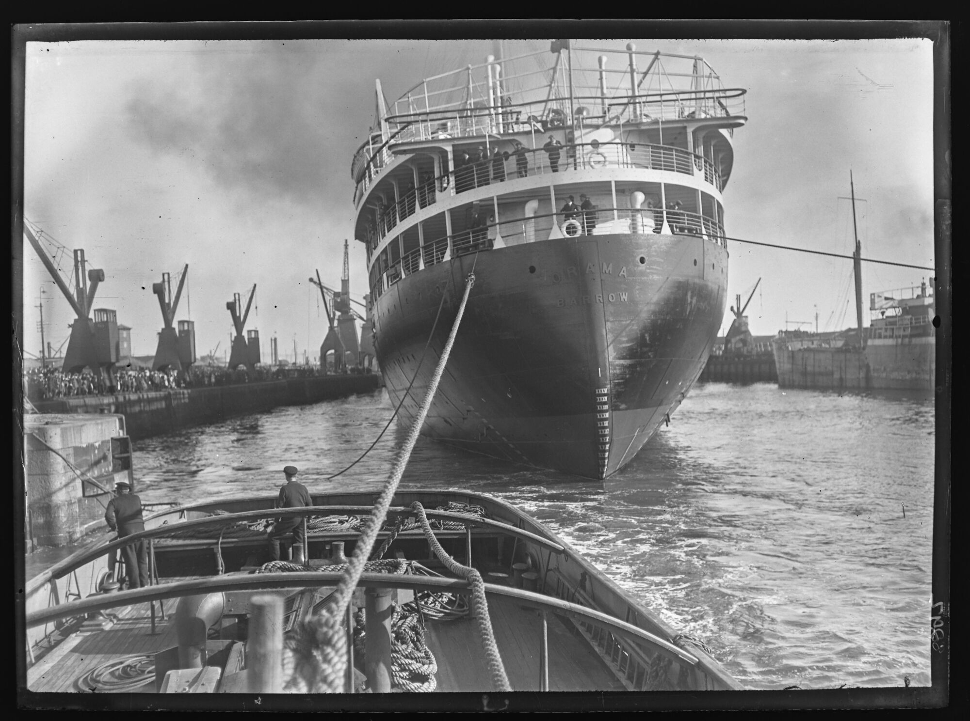 Twin Screw Steamship Orama leaving Ramsden Dock, Barrow-in-Furness