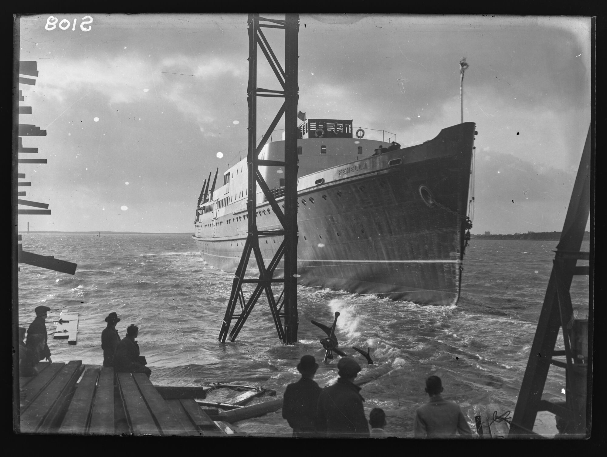 Launch of Isle of Man passenger ship, SS Fenella, Barrow-in-Furness