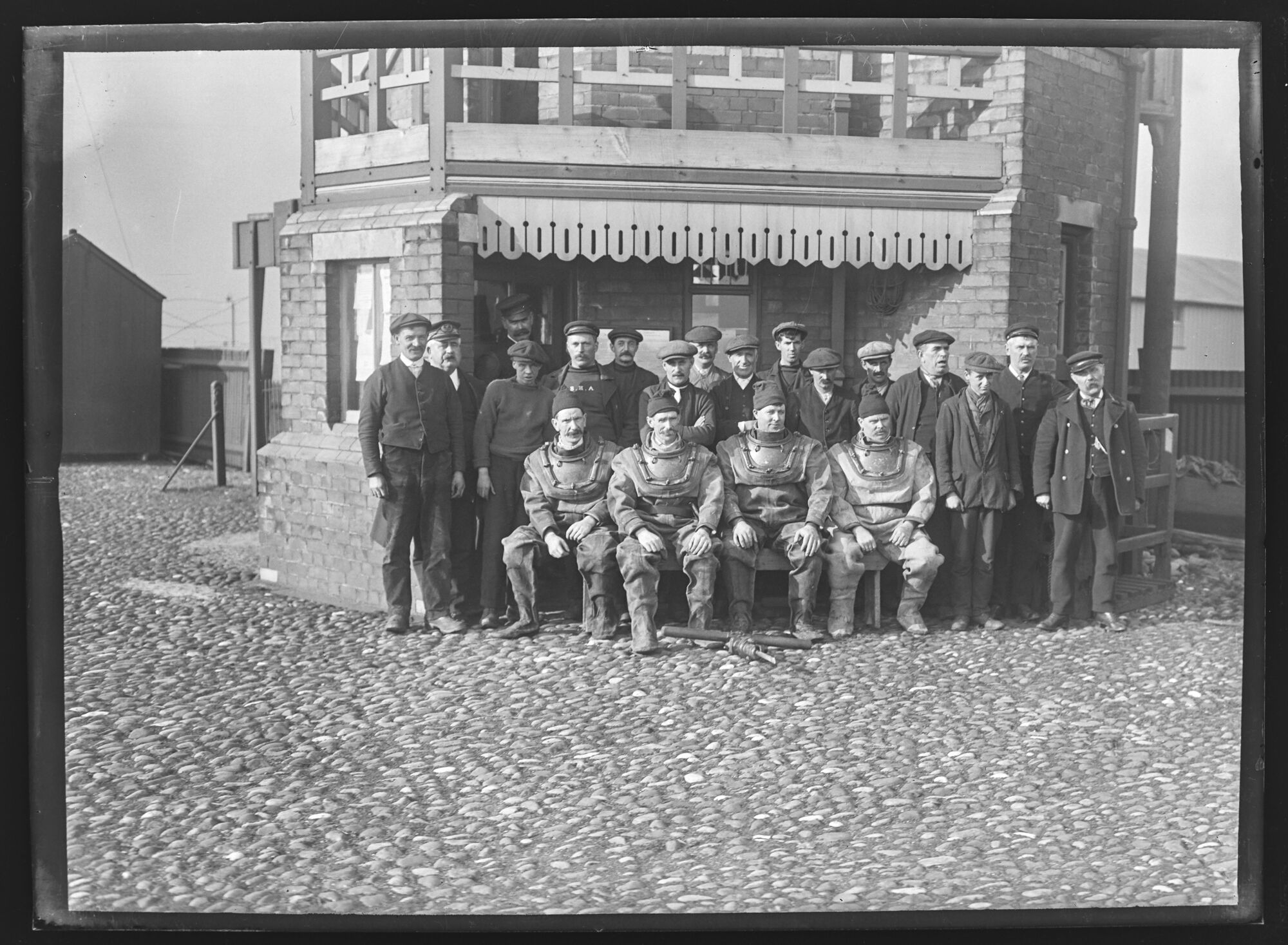 Railway workers and divers, Ramsden Dock, Barrow Island, Barrow-in-Furness
