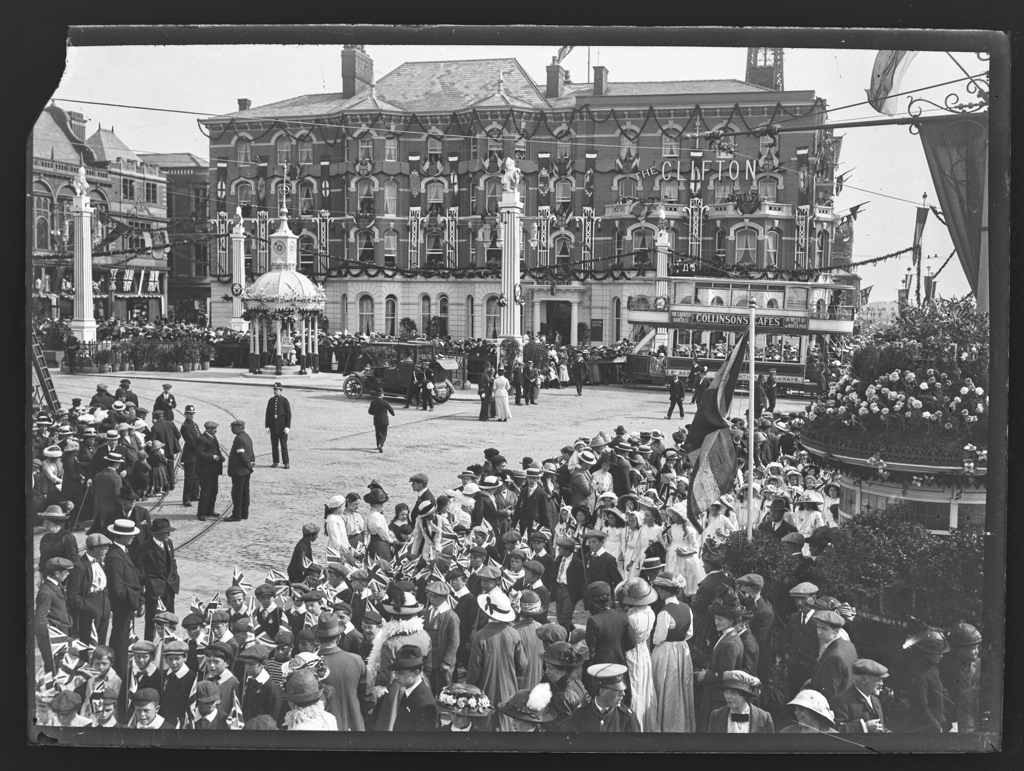 Crowds gathering at the Central Promenade Blackpool